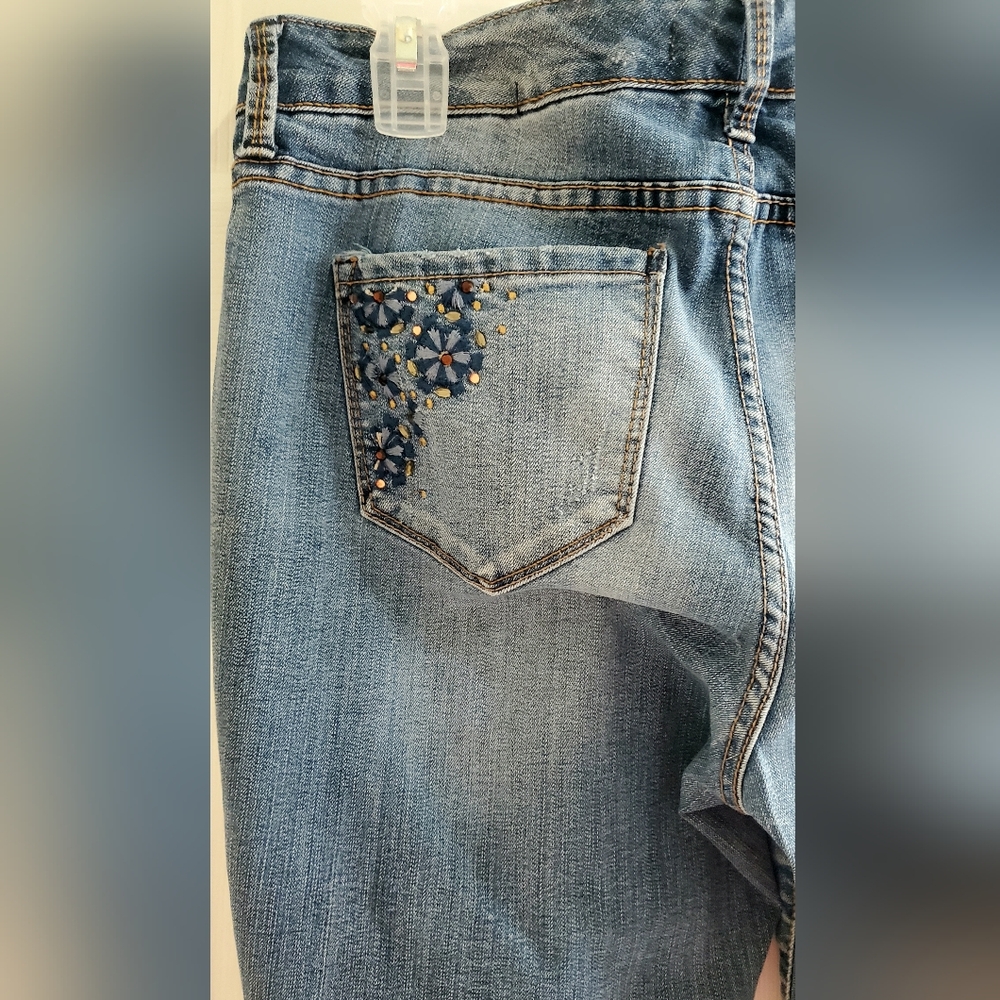 Code Bleu Embellished Straight Leg Jeans - Blue - Picture 3 of 4